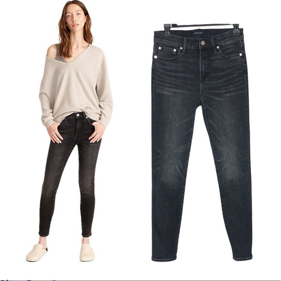 J. Crew 9” High Rise Toothpick Jeans in Charcoal